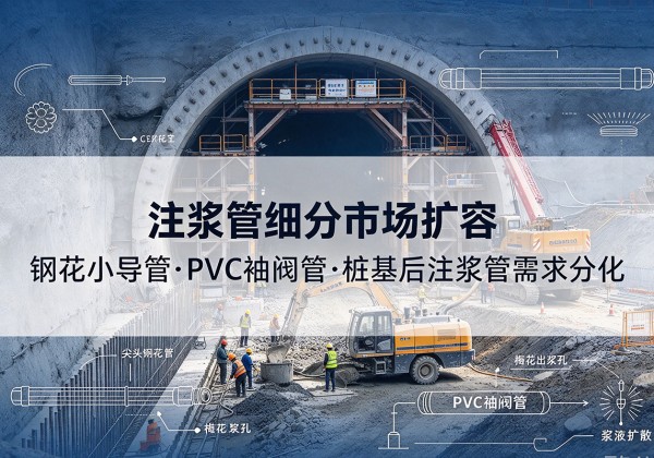 江岸注浆管细分市场扩容，隧道钢花小导管、PVC 袖阀管、桩基后注浆管需求分化